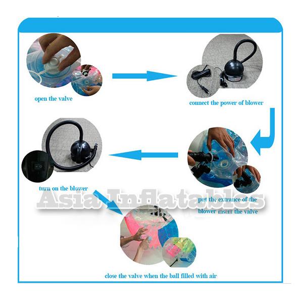 De transparante 1.0mm Bal van pvc Aqua Zorbing met Kleurenpunten voor Poolgebruik