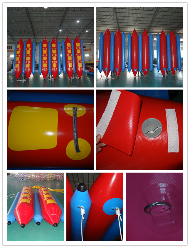 3-5 Boot van de ruiters de Opblaasbare Vliegende Banaan, Towable Skiboot voor Aqua-Parkspelen 8 passagiers Dubbele Rij