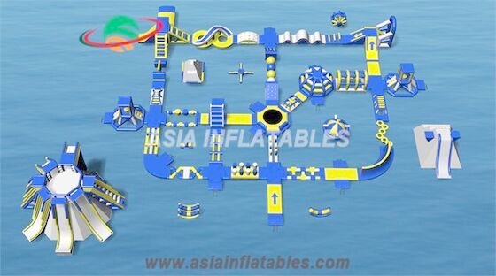 Het drijven Blauw 50 x 40M Water Park Inflatable-het Park van het Watereiland